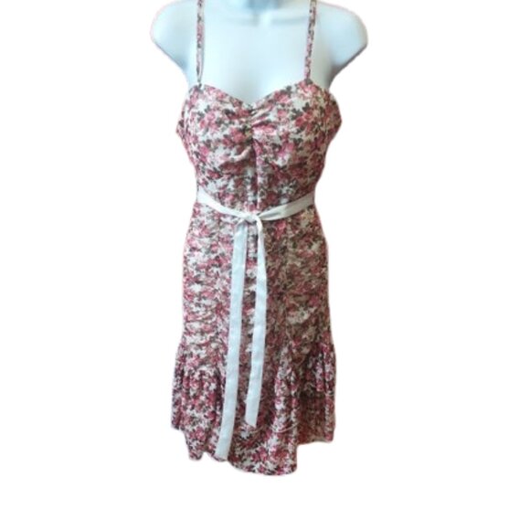 Pink and White Floral Print Dress and Shrug Set Size Medium - Picture 4 of 12